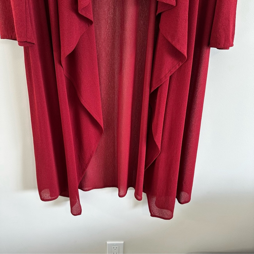 ZONDA NELLIS Vintage Open Front Duster Kimono Red XS Semi Sheer Art To Wear - Picture 12 of 16